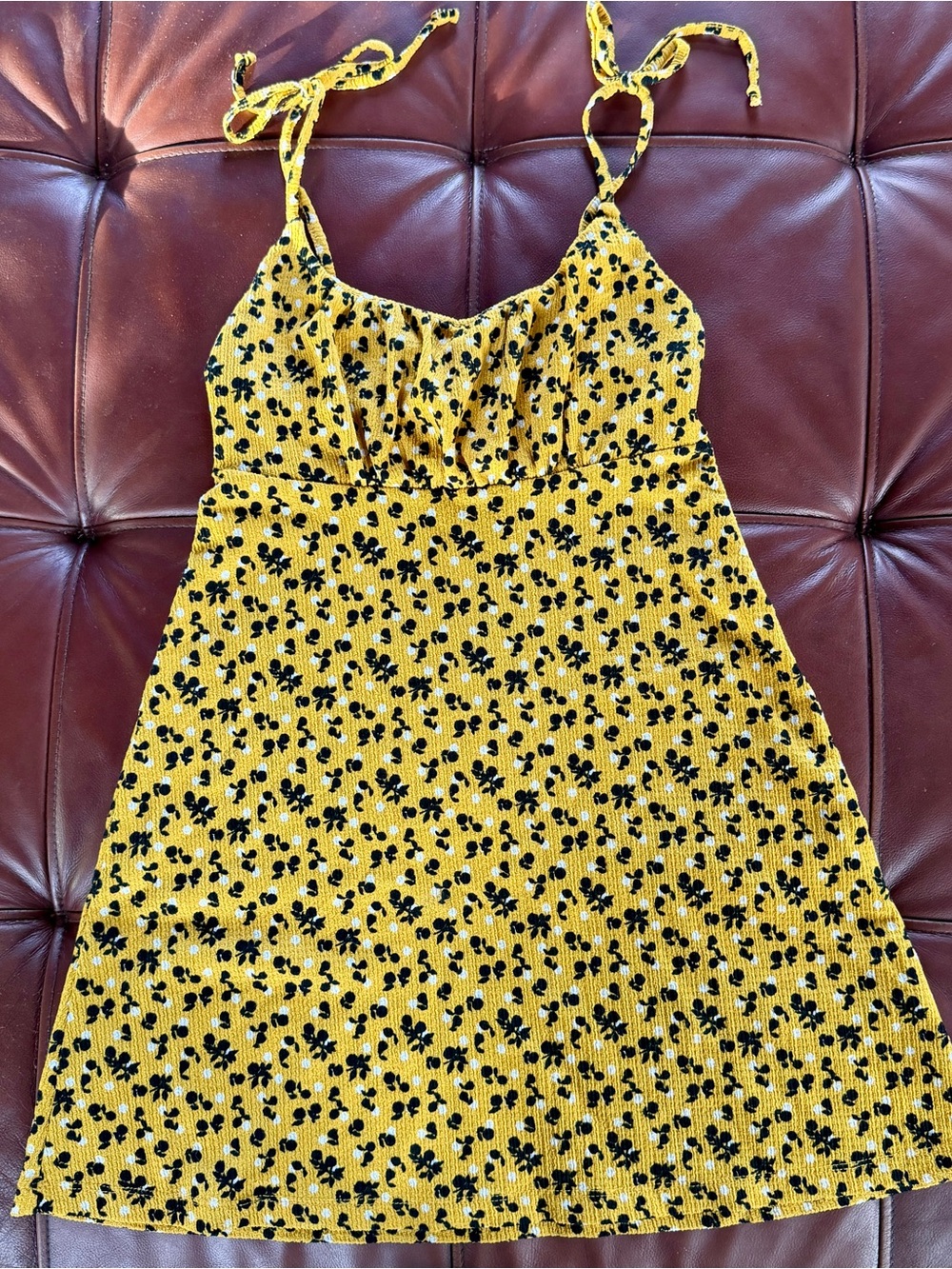 Topshop Yellow Floral Tie-Strap Camisole Dress